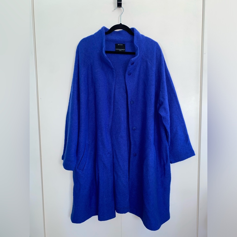 Cynthia Rowley 100% Wool Blue Jacket (Approx. Size XL)